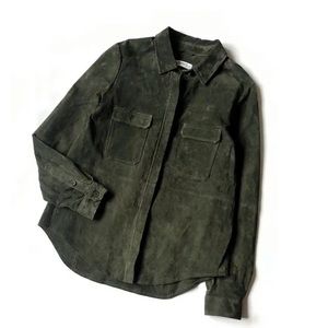 Zara Suede Olive Shirt Jacket XL